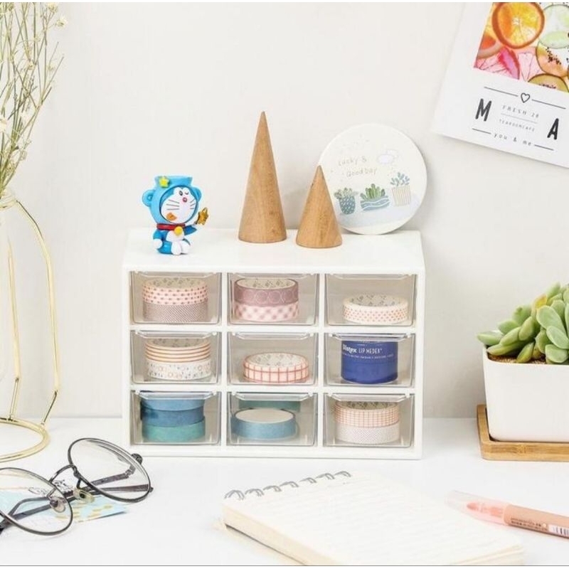 Lemari Rak Kecil Serbaguna 9 Laci (Warna Putih)