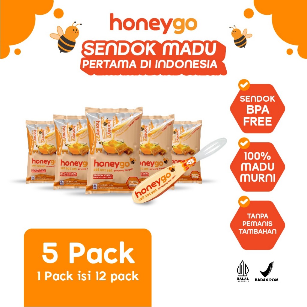 

Honeygo Madu Murni dengan Sendok - Bundling Hemat 5 Packs