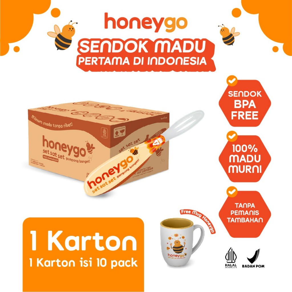 

Honeygo Madu Murni dengan Sendok Kemasan Showbox + Free Merchandise Mug Honeygo