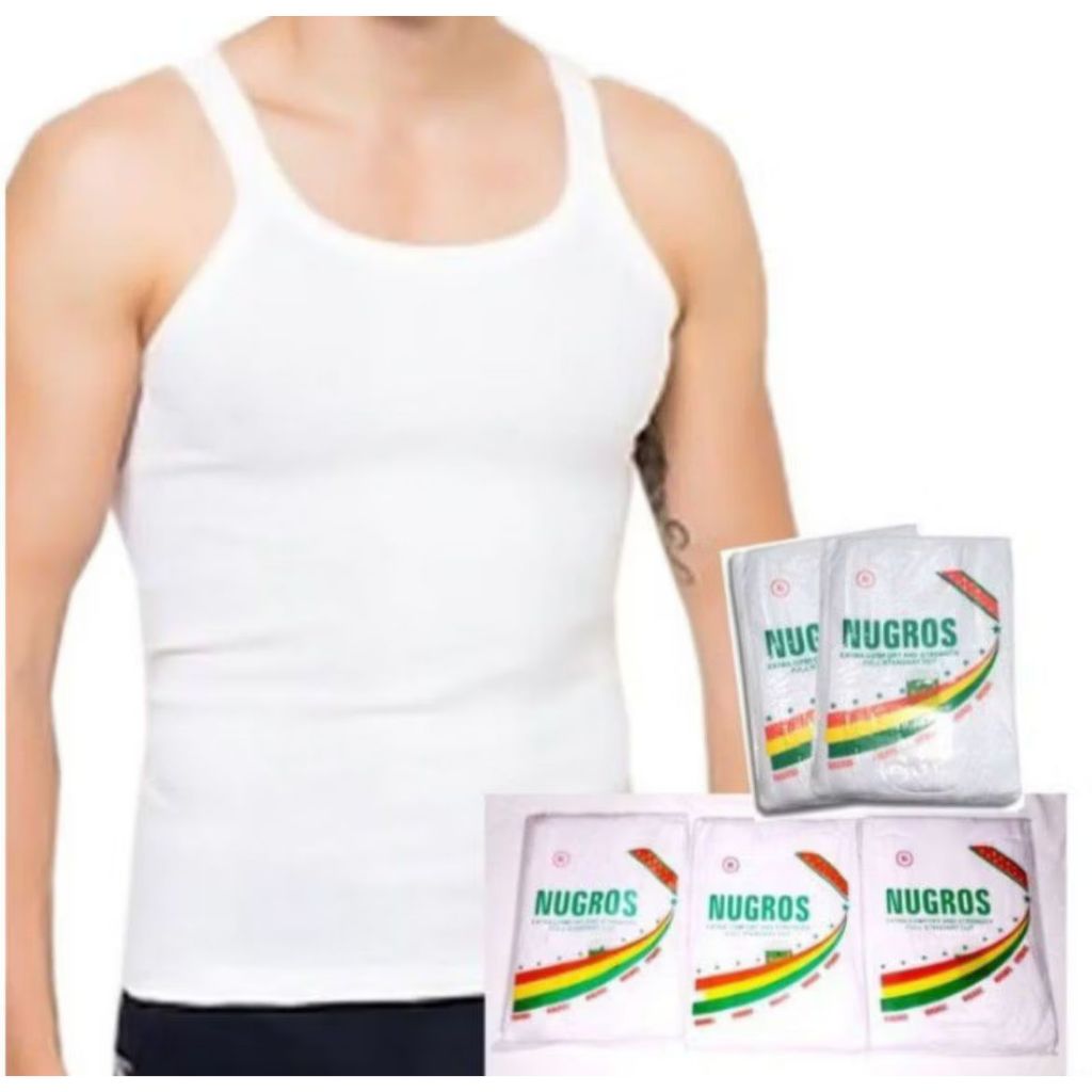 Kaos Nugros Singlet Pria Kaos Porot Pria Tanpa Lengan Nugros Putih