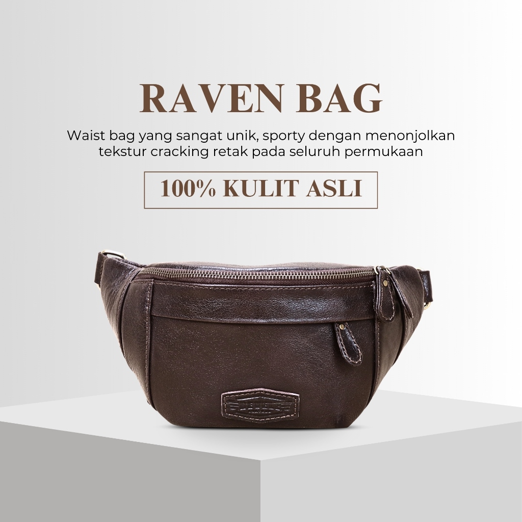 Revele Leather RAVEN Tas Pinggang Waist Selempang Sling Bag Kulit Asli Pria Crossbody