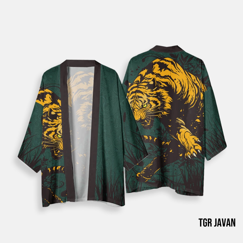 Haori Kimono Outer Outwear Casual  FullPrint Tiger Javan
