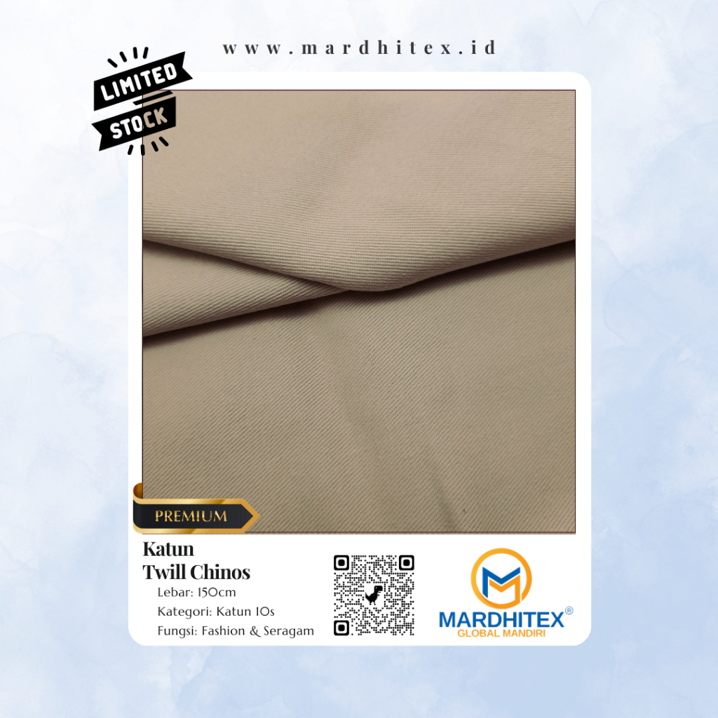 Katun Twill Chinos Stretch / Katun Twill Spandex, Eceran Per Meter