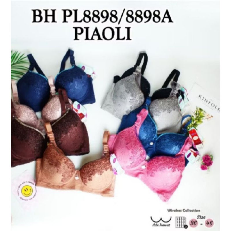 BRA/BH Piaoli 8898 kait 3 BH kawat | BH Kawat motif brukat