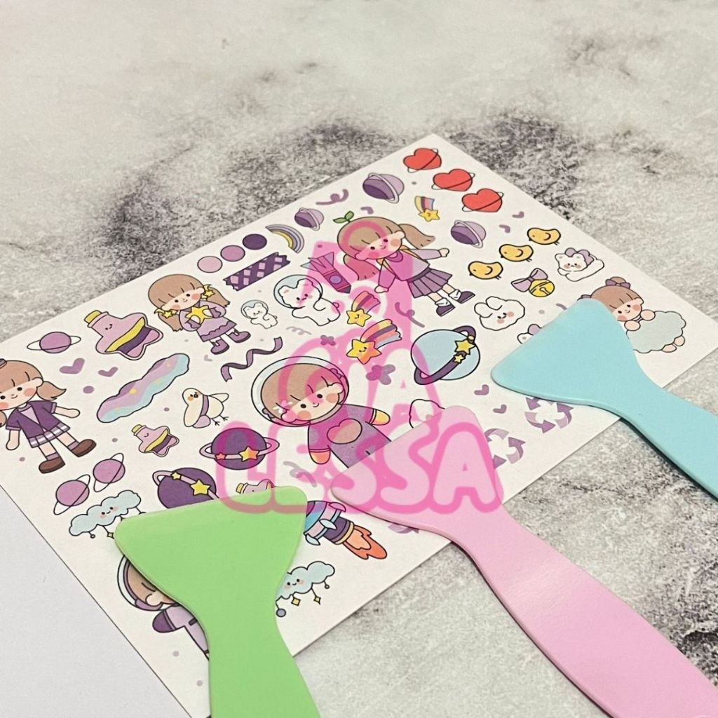 

Perata Sticker Ukuran 11cm Spatula DIY Scrapbook Jurnaling Stiker Warna Warni Ready Grosir