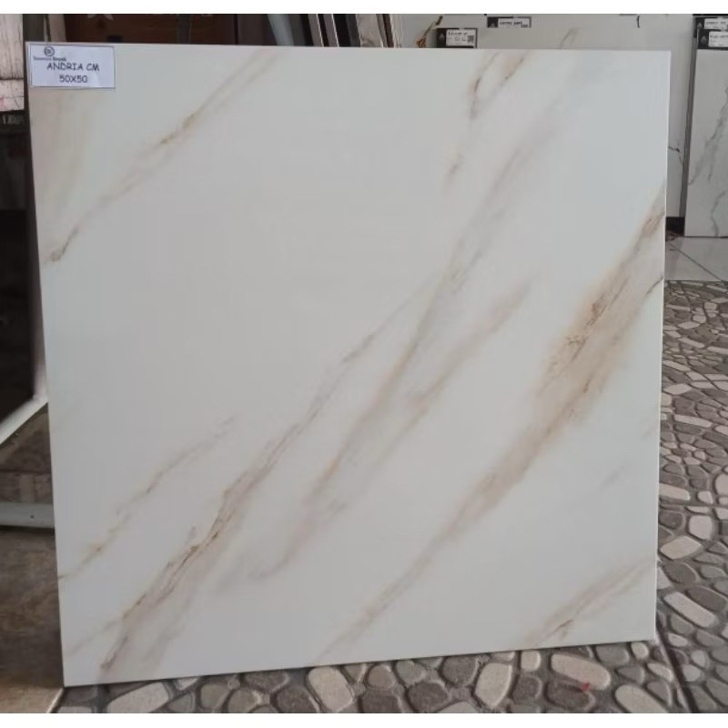 KERAMIK LANTAI ANDRIA CREAM 50x50 / KERAMIK LANTAI UNO 50x50 KILAP GLOSSY