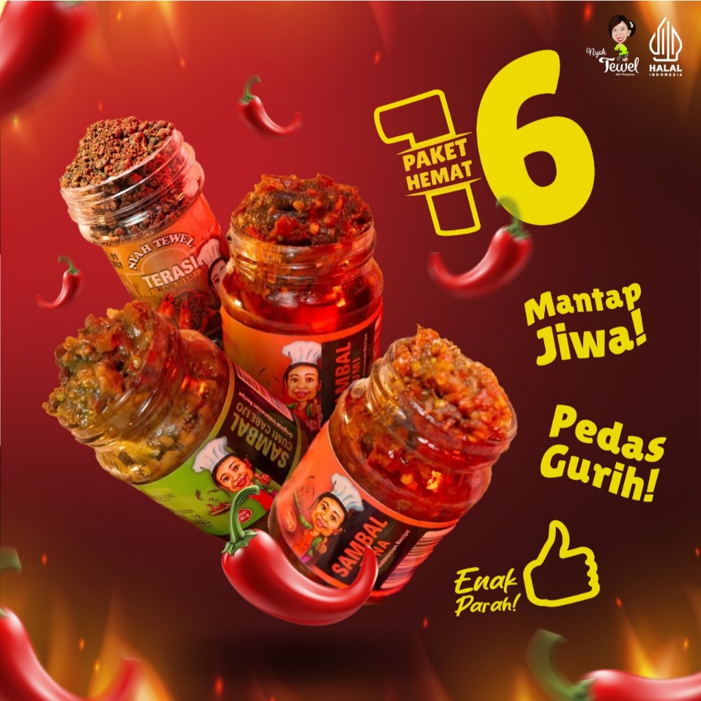 

NYAH TEWEL - Paket Irit Sambal Cumi Cabe Ijo, Cumi, Tuna, Terasi Udang Khas Nusantara Indonesia