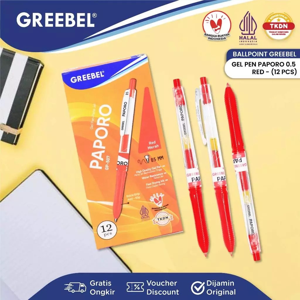 

GREEBEL Gel Pen Pulpen Gel (12PCS/SET) Pulpen Pena