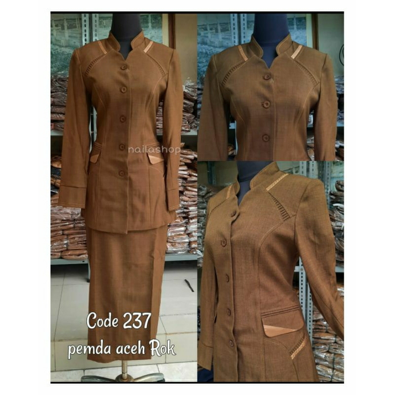 EXCLUSIVE TERLARIS SET BAJU BLAZER SERAGAM PNS/PEMDA ACEH (GELAP) WANITA READY CELANA & ROK