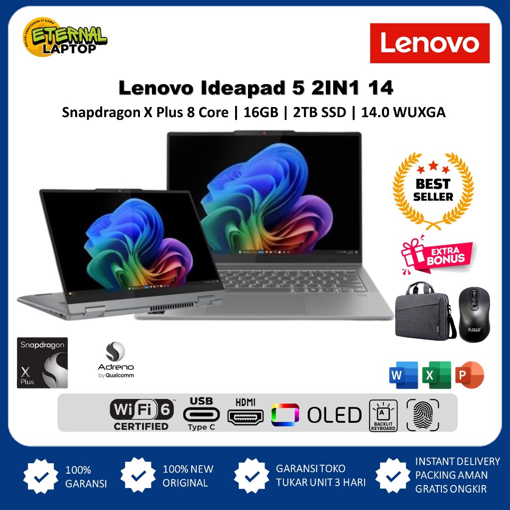 Laptop 2in1 Lenovo Ideapad 5 14 Snapdragon X Plus Ram 16 1TB SSD Oled Touchscreen Windows ori