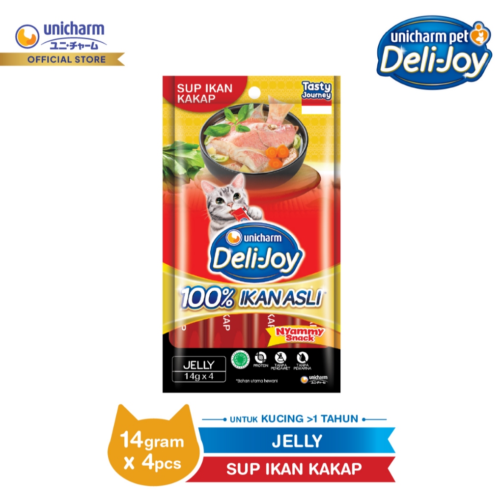 Deli-Joy Snack Kucing Basah 14g - Jelly Rasa Sup Ikan Kakap