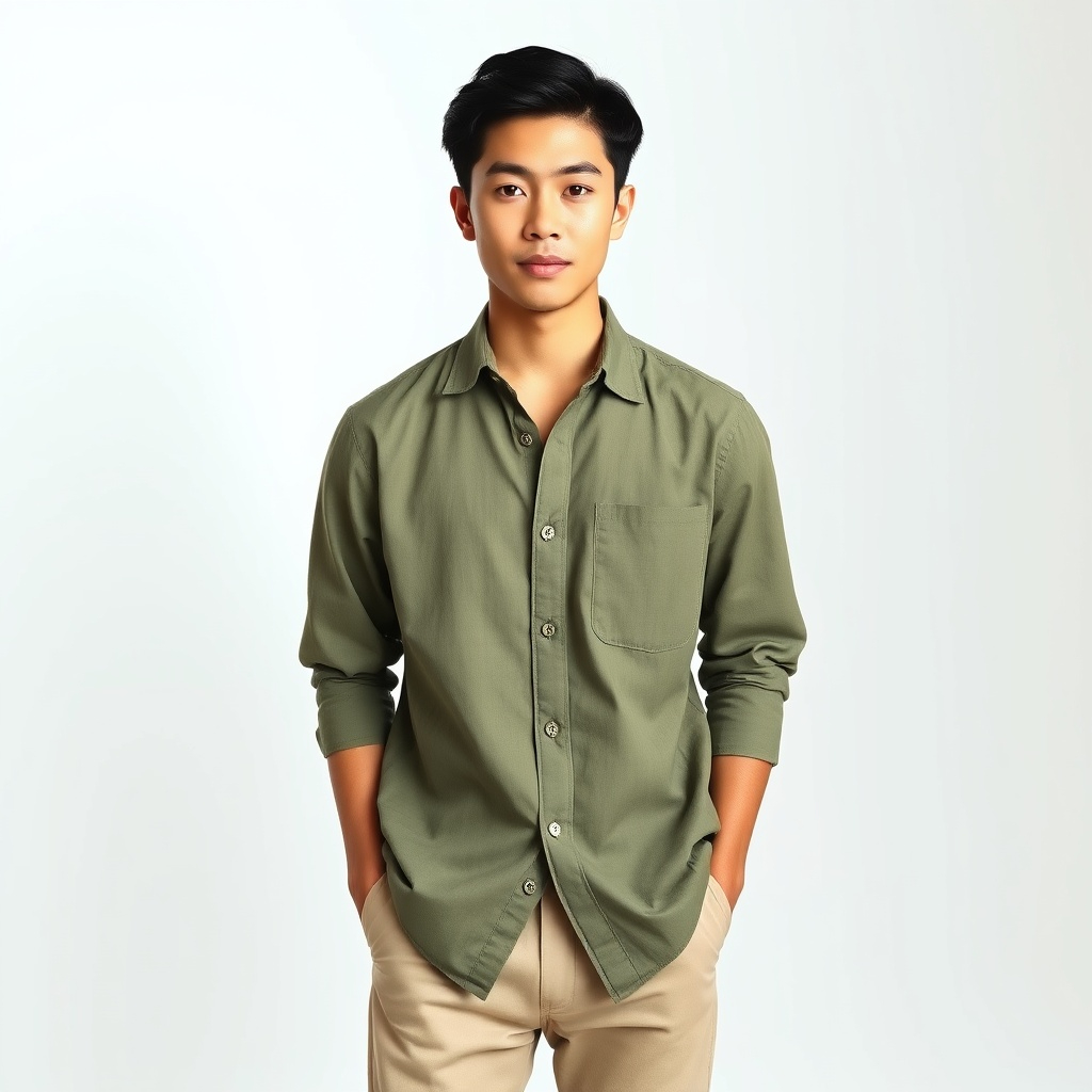 PRODUK UNGGULAN KEMEJA JUMBO PANJANG POLOS PRIA WARNA SAGE GREND HEM KEMEJA PRIA