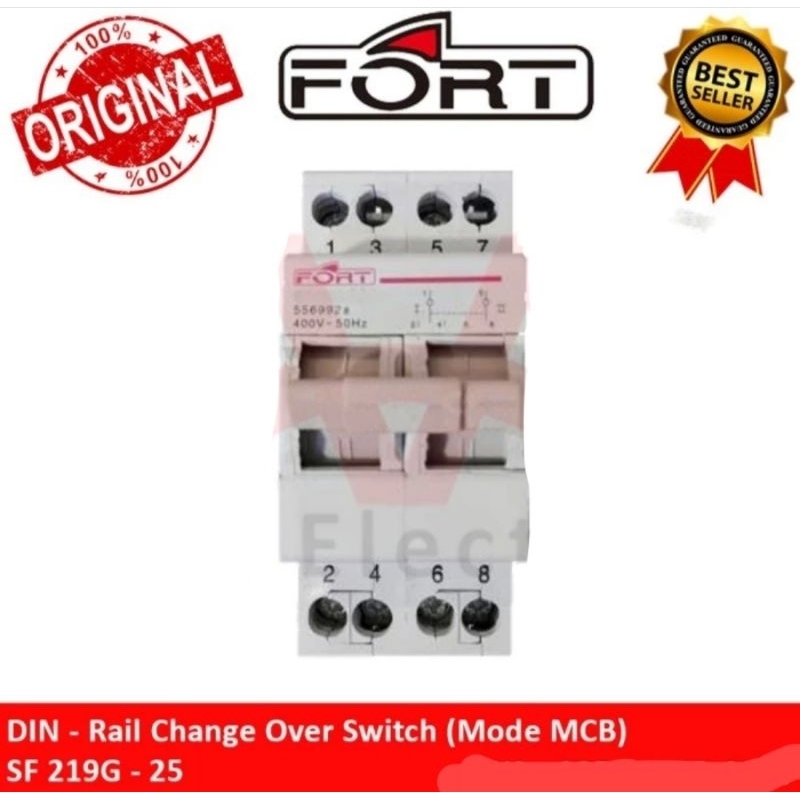 FORT Change Over Switch / COS / Ohm Din Rail 2P (Model MCB)