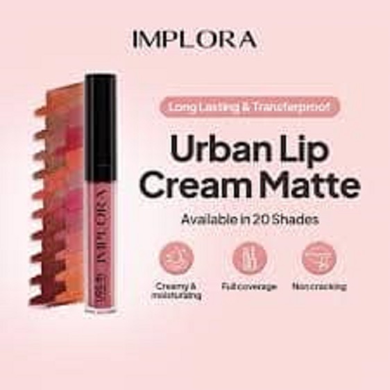 Implora Urban Lip Cream Matte ✔️BPOM Lipcream Lipstik AL 12 Varian Warna