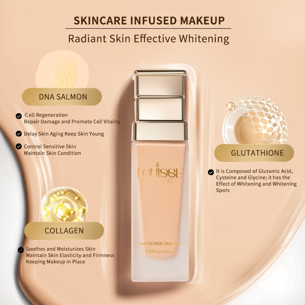 [JB] LOUISSE CHOICE DNA SALMON SKIN TINT SPF 30 PA+++ Foundation Cream Beauty Full Coverage Up To 24