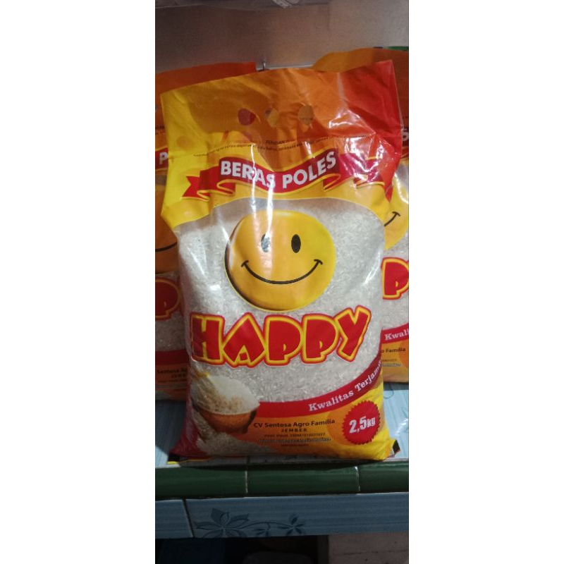 

beras merek HAPPY kemasan 2.5Kg