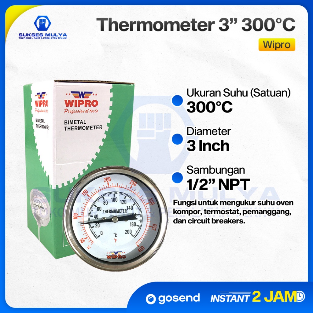 Analog thermometer / Termometer payung mini bimetal untuk oven gas mengukur sampai 300 celcius