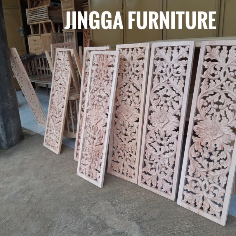 30x40cm Ornamen Kayu ornamen ukir ukiran kayu loster Boven kusen pintu roster lisplang dekorasi ruma