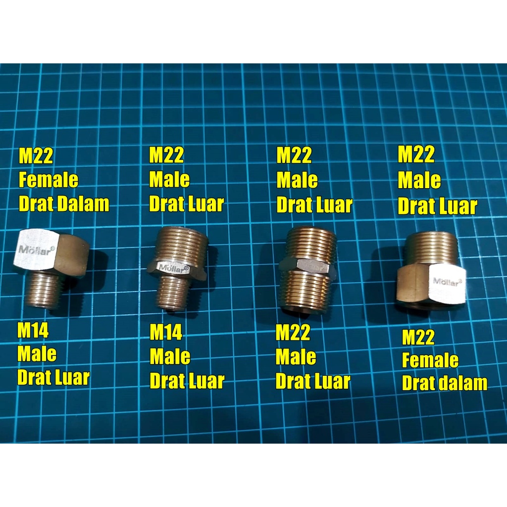 Sambungan konektor NEPEL M22 x M14 adapter konverter selang hose jet cleaner
