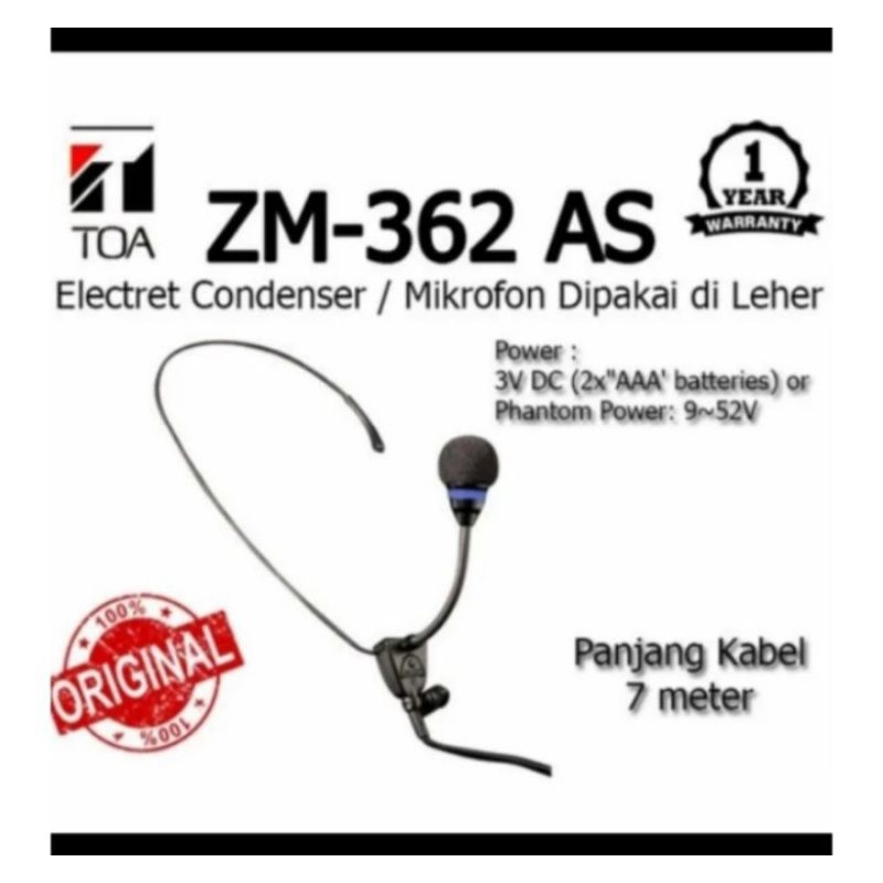 MIC JEPIT BANDO HEADSET TOA ZM 362 AS ORIGINAL TOA