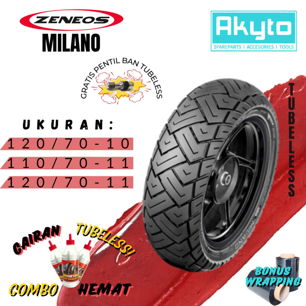 BAN ZENEOS MILANO RING 10 RING 11 / BAN MOTOR VESPA TUBELESS R10 R11 / FREE PENTIL + WRAPPING / BAN 