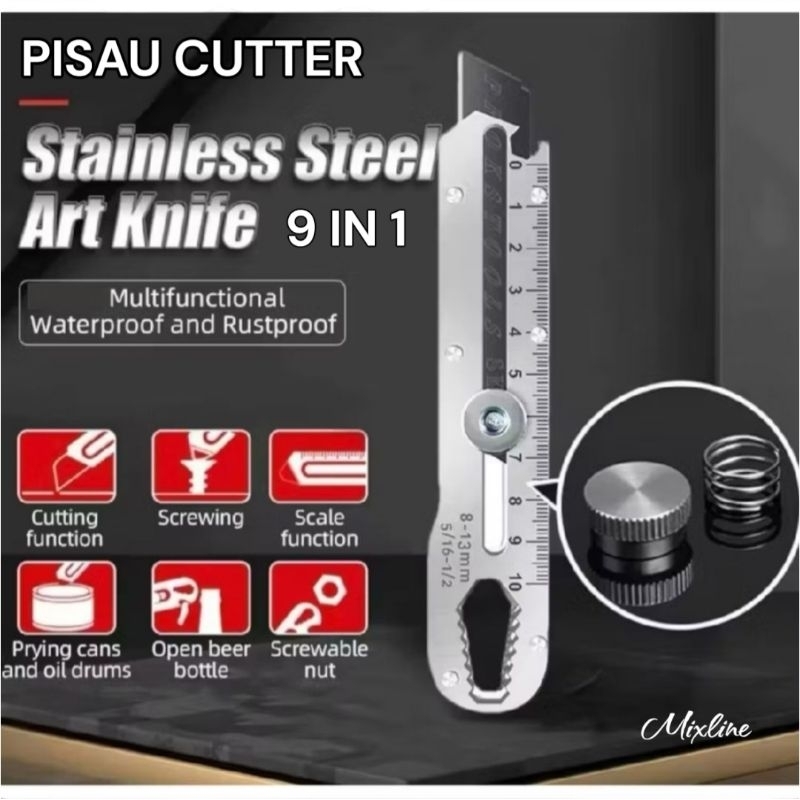 

Pisau Cutter Besar Stainless Steel 9 in 1