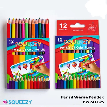 

[1 Set] Pensil Warna Squeezy 12 Warna Pendek
