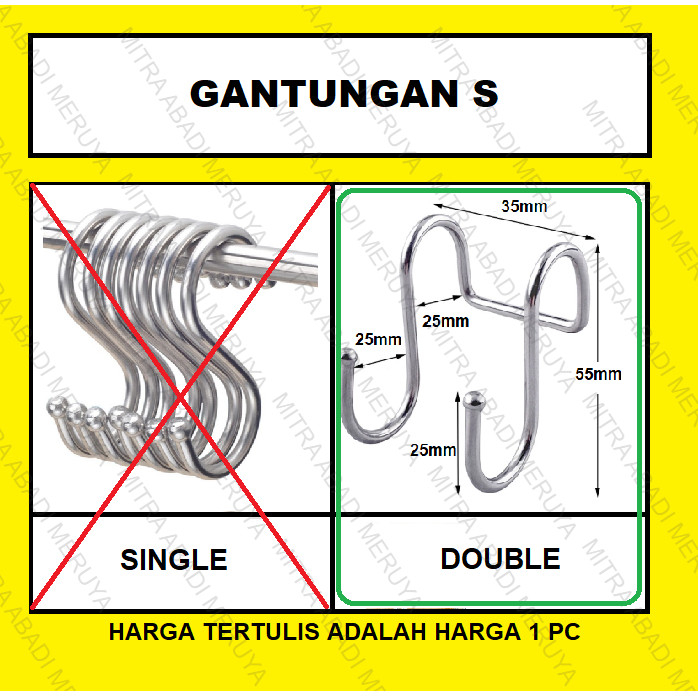 Gantungan S Double Hook S Gantungan Hook Stainless