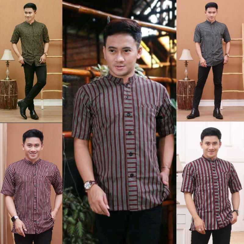 Kemeja lurik Baju tradisional Baju adat Hem lurik panjang pendek jumbo//Baju pria lurik//COD