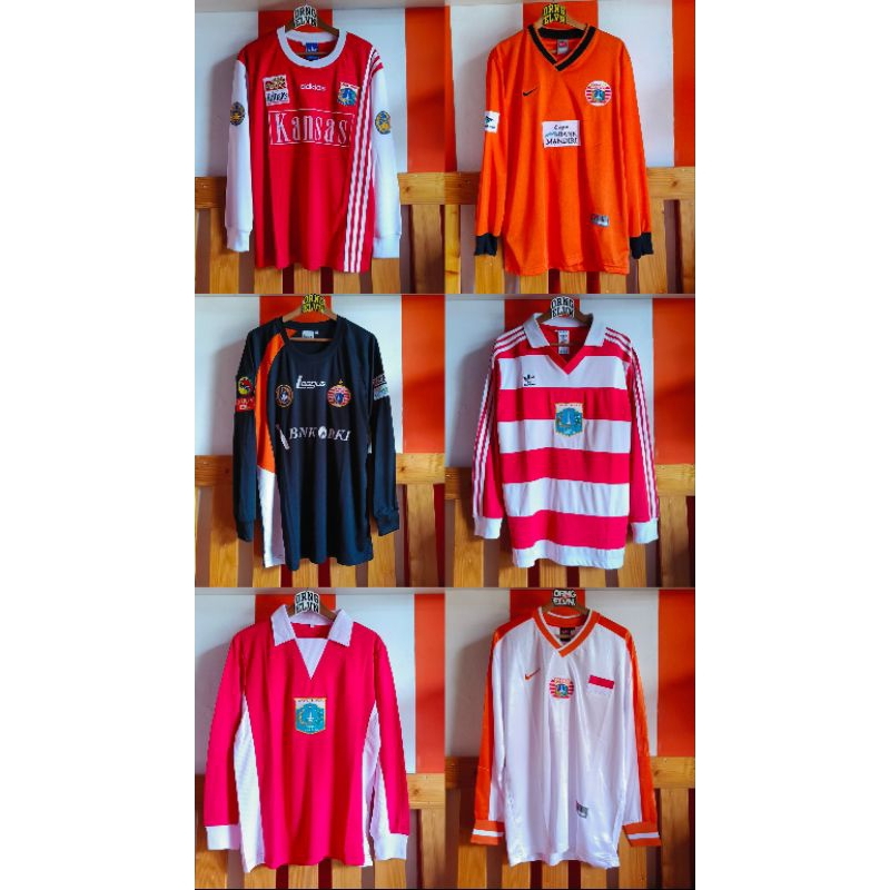 Jersey Bola Persija Retro KANSAS,1972,1985, 2001, 2002, 2009 Longsleeve (Reproduksi)