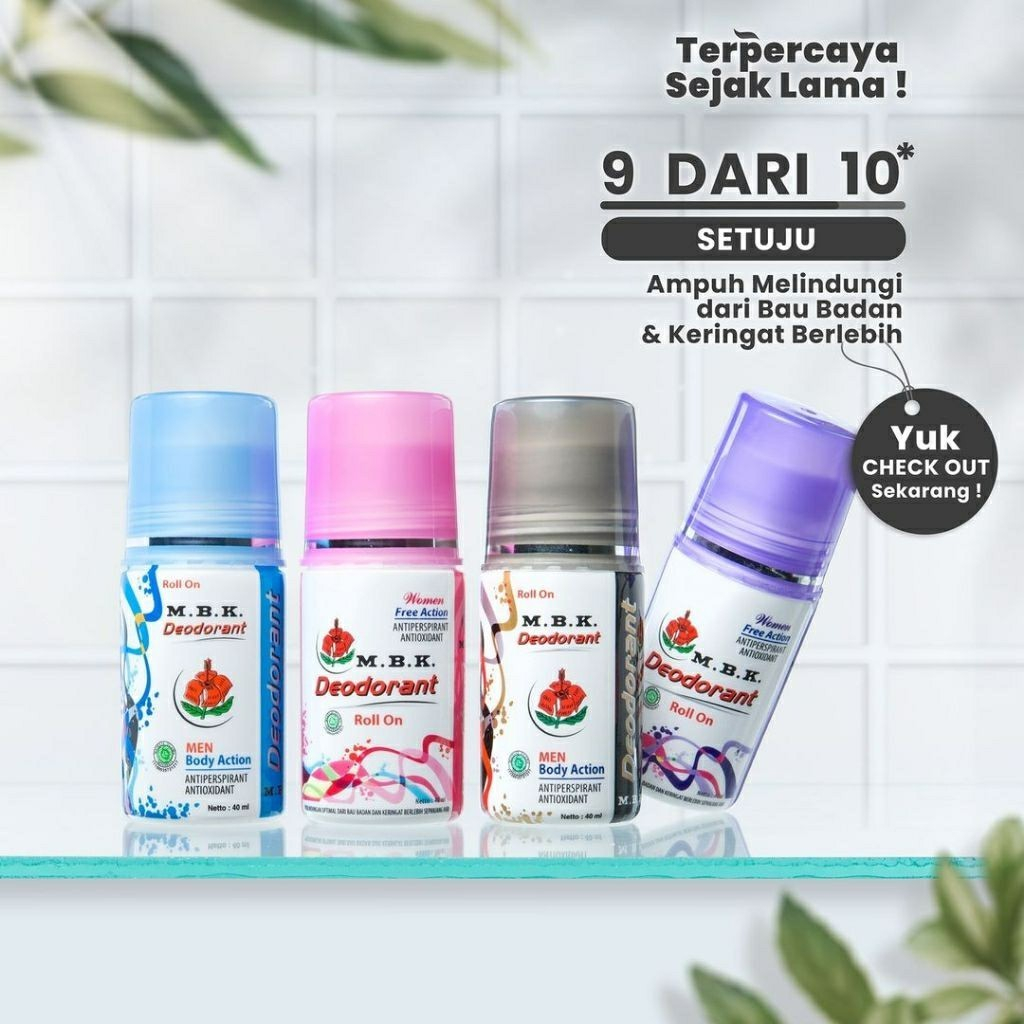 M.B.K Series MBK | Deodorant Roll On 40 ml | Bedak Sachet 13.6 gr | Deodorant | Penghilang Bau Badan