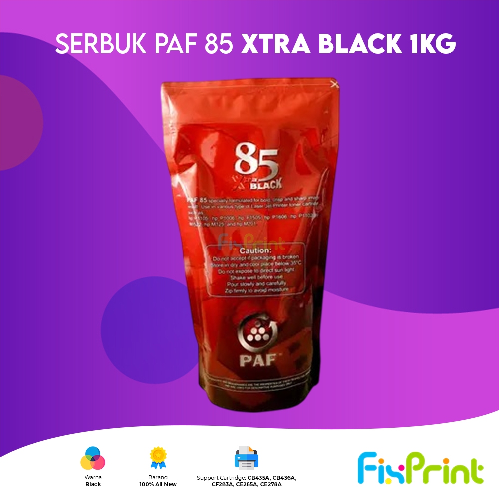FixPrint Serbuk PAF 85 Xtra Monochrome HPC 1KG HP Laserjet P1002 P1003 P1004 P1005 P1006 P1009 M1120