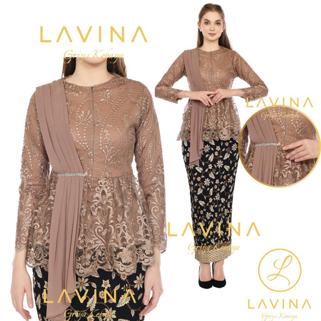 LAVINA- ATASAN KEBAYA BLOUSE SELENDANG AUREL - MODEL KEBAYA TERLARIS 2023 - BAJU KEBAYA PESTA DAN WI