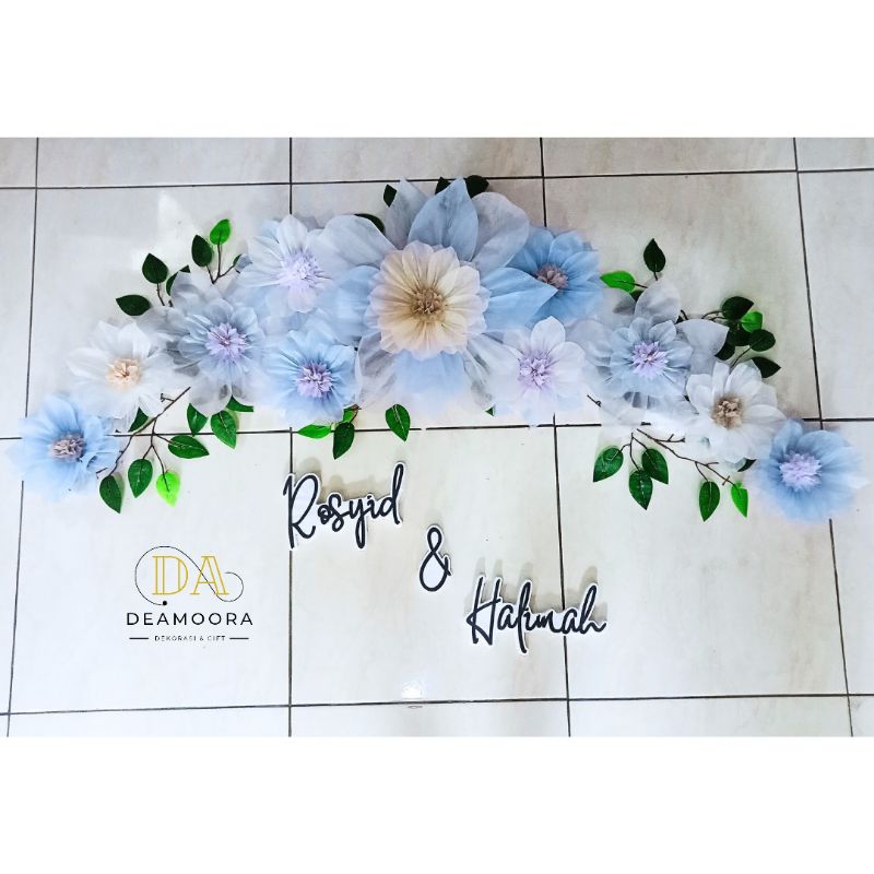 Dekorasi Lamaran Instan Bunga Paper Tempel