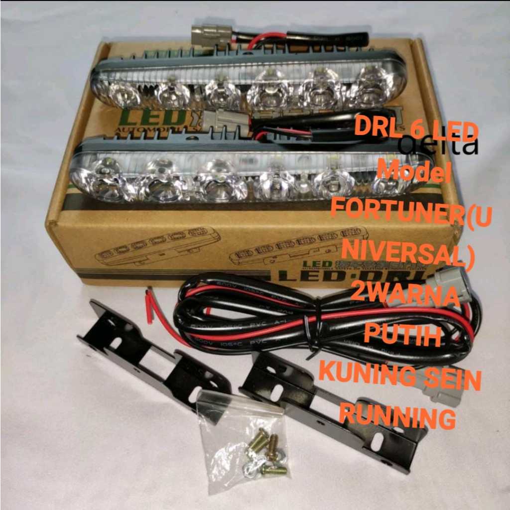 Variasi Lampu DRL Universal Bumper Depan DRL 6 LED Fortuner Sein Running