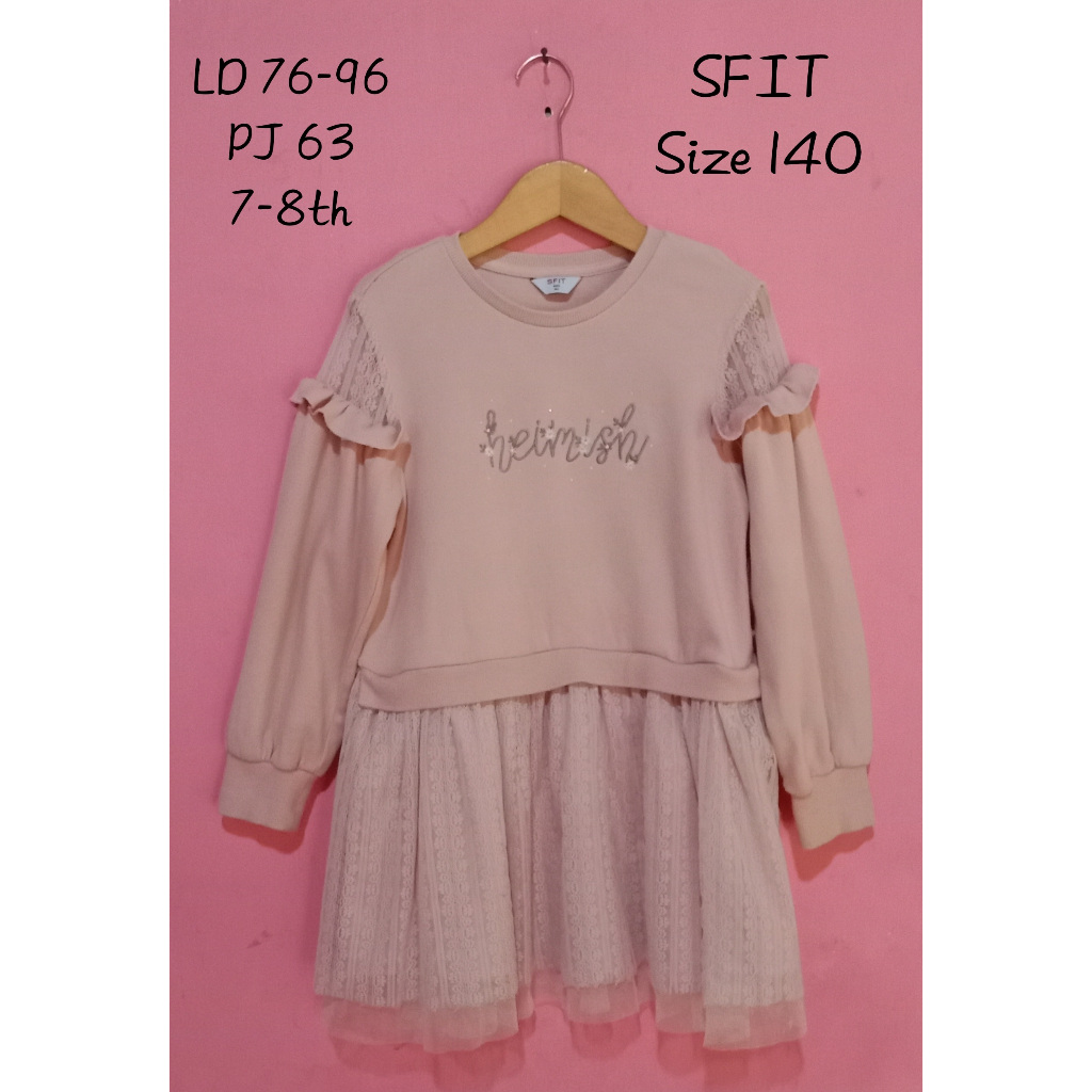 Dres kombinasi tile lengan balon 7-8th- S F I T-