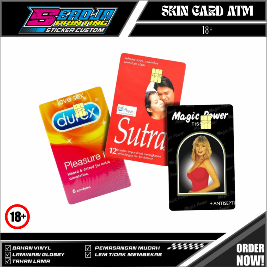 

STICKER PELINDUNG KARTU SKIN CARD ATM SIM KTP E-MONEY STIKER MOTIF DUREX SUTRA LEM KUAT ANTI GORES