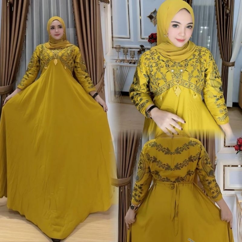 DRESS GAMIS KAINA RAYON TWILL MIX BORDIR HINDI