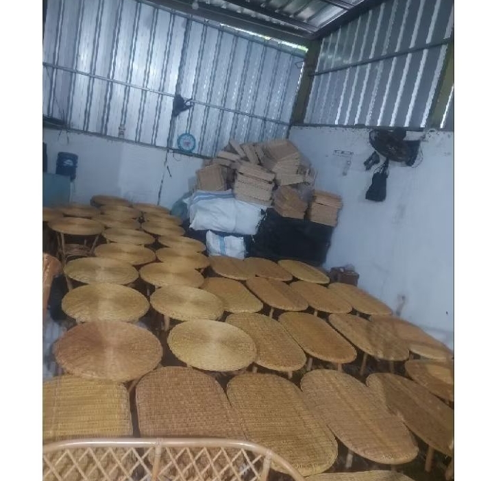 meja bulat meja oval anyam rotan alami / meja sofa murah