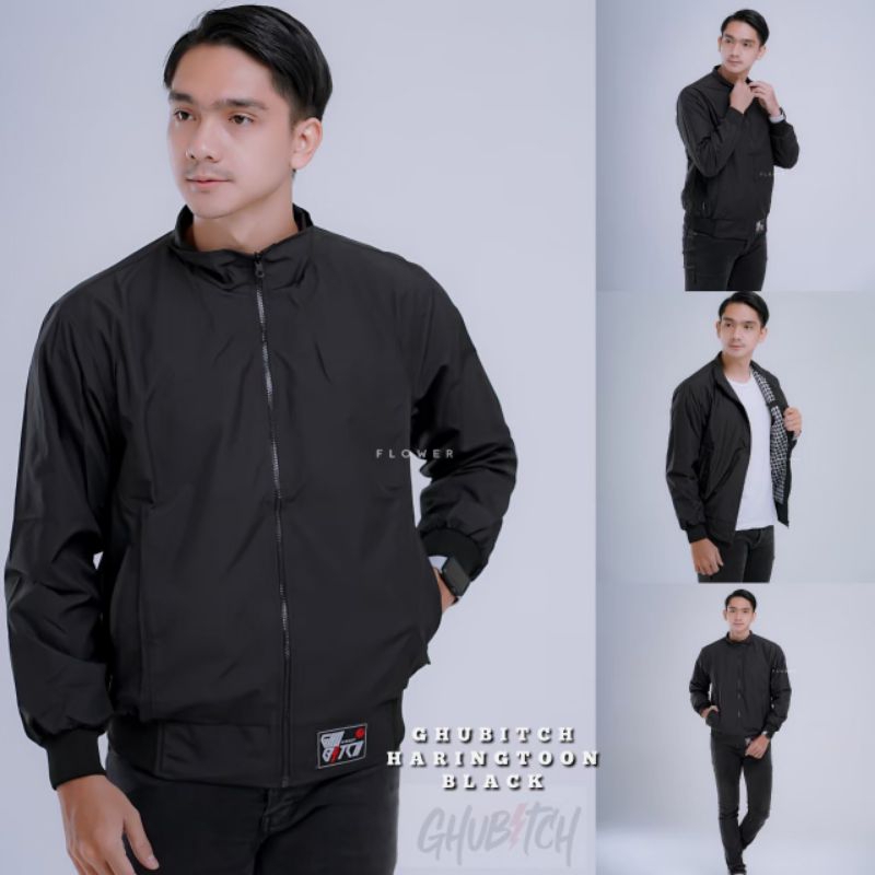 jaket polos pria tahan angin formal / jaket bomber pria / jaket harringtoon  bahan kain katun / jake