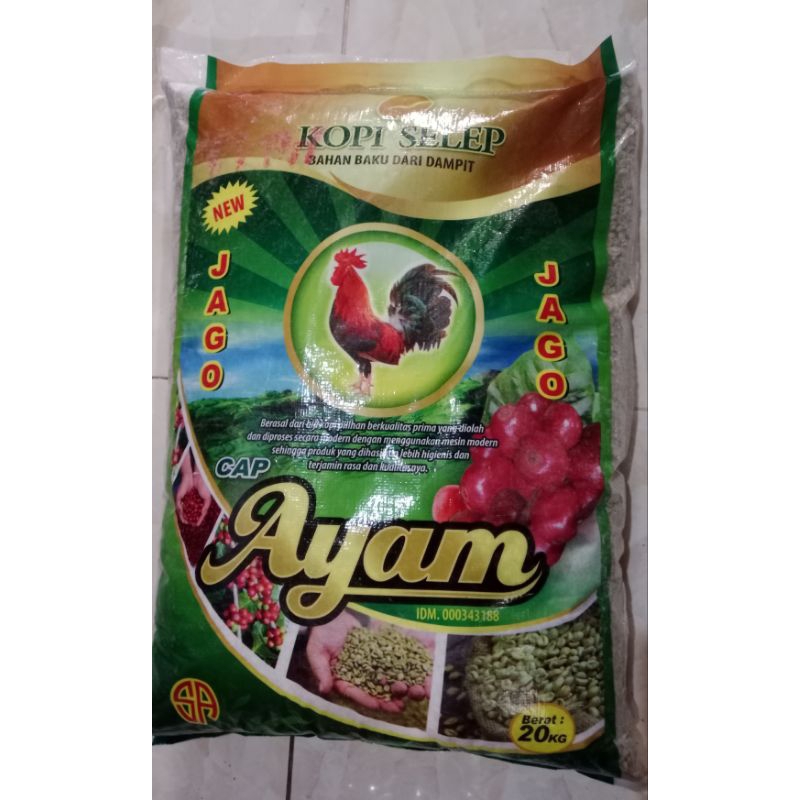 

Kopi mentah cap ayam jago 1 karung 20kg