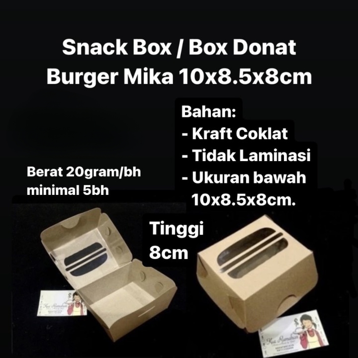 

Box Burger Model Jendela Mika Ukuran Kecil Dus Donat Bapao Pisang 10x8.5x8cm