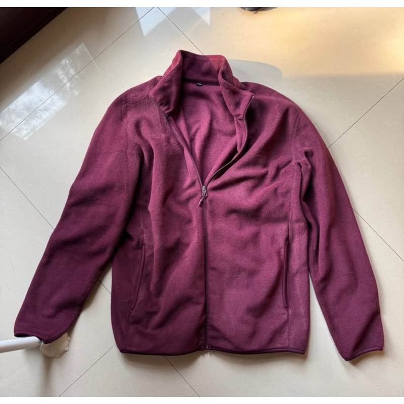 uniqlo fleece jacket zip up maroon size XL