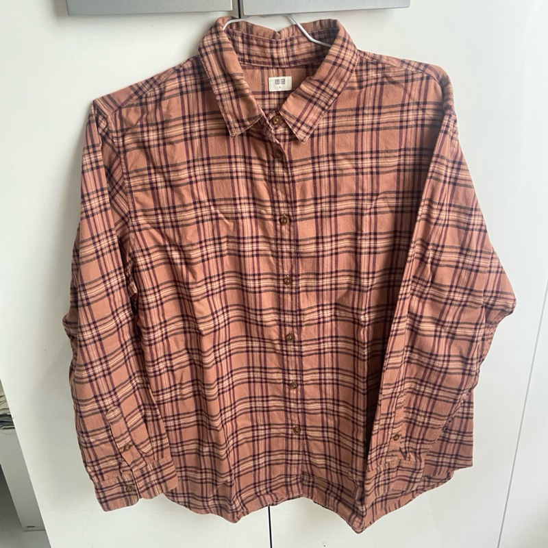 Kemeja flanel kotak-kotak UNIQLO coklat
