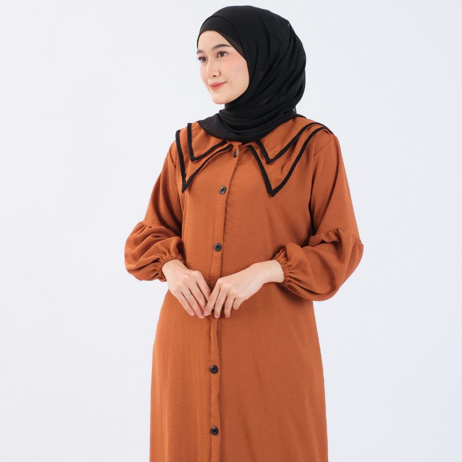 Alisa Dress Gamis Wanita Bahan Crinkle Airflow Premium Simple Elegan