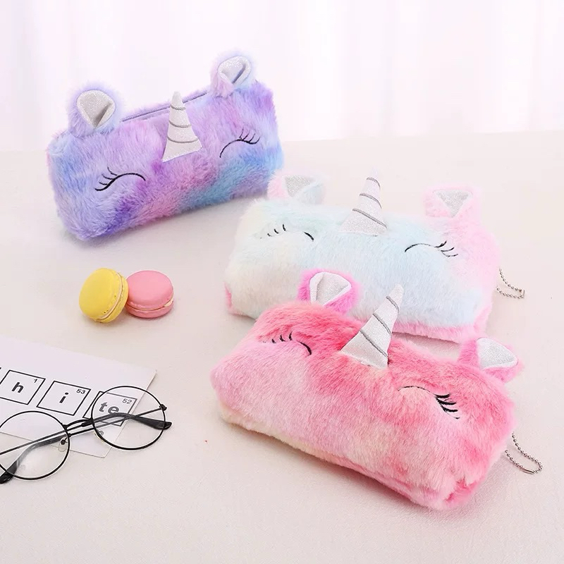 

MY LITTLE BERRY - Kotak Pensil Unicorn Rainbow - Pencil Case Bulu - Pencil Case Lucu
