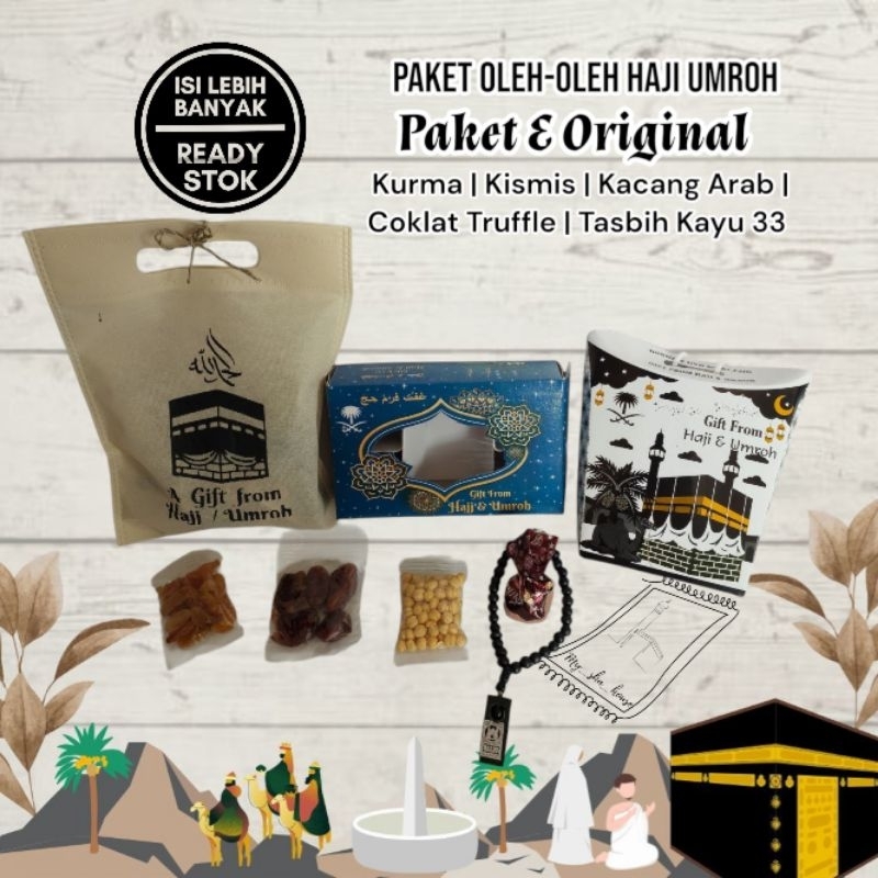 

PAKET E ORIGINAL oleh oleh haji umroh berkualitas kurma kismis kacang arab coklat tasbih