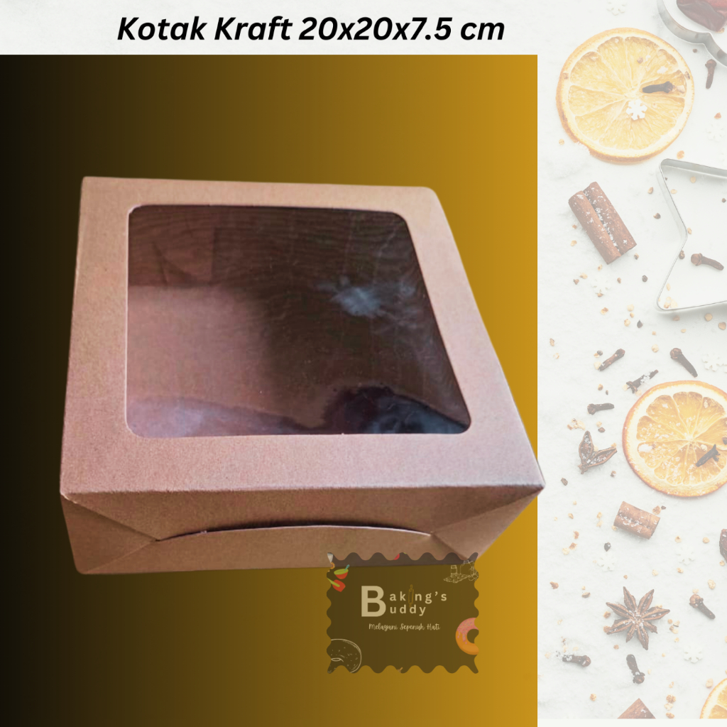 

Box Kotak Kraft Jendela Mika Polos 20x20x7.5 cm