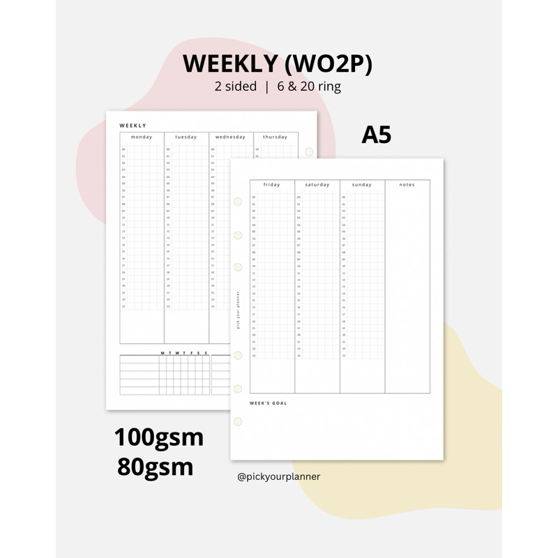 

A5 6 ring 20 ring weekly planner refill binder