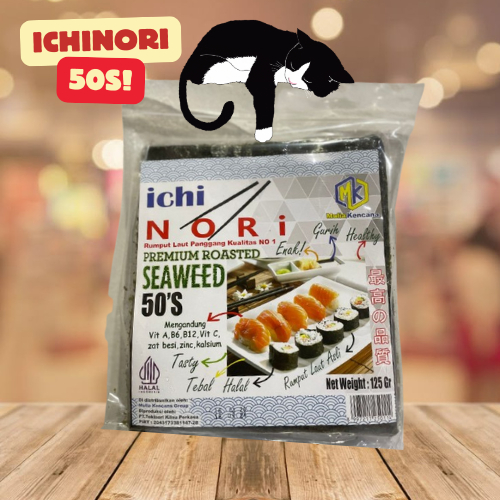 ICHINORI SUSHI NORI 50 LEMBAR GRADE A / SUSHI NORI PANGGANG / NORI HALAL / DRIED SEAWEED (PK)